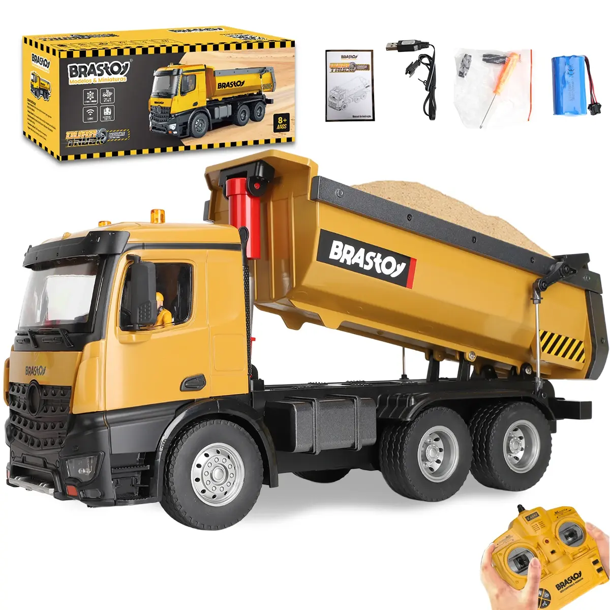 Caminhão Basculante de Controle Remoto Elétrico (Escala 1:12) Com Modelo com Luzes Dinâmicas e Efeitos Sonoros ,Sistema 2,4 GHz