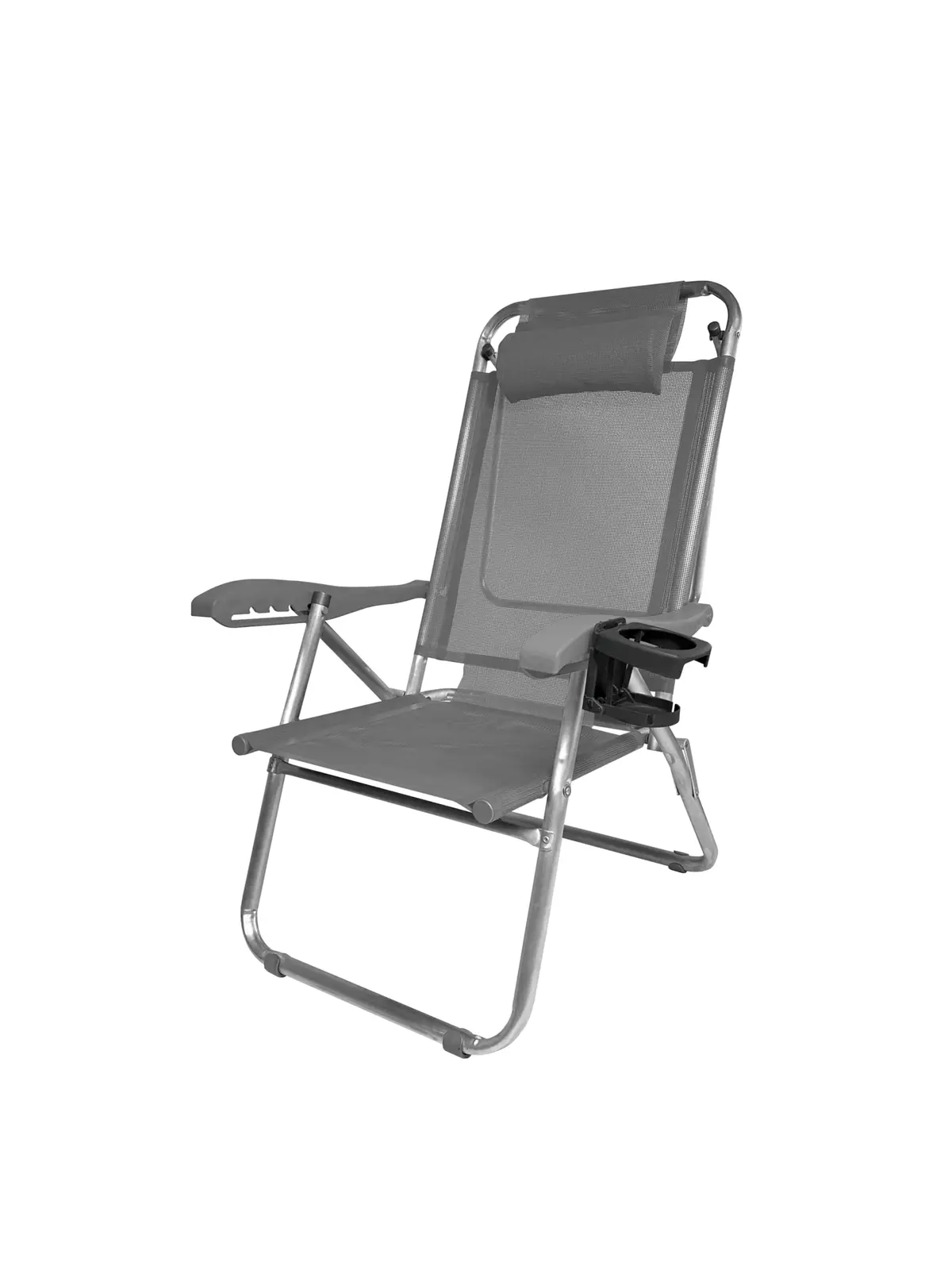 Zaka - Cadeira de Praia Alum UP Line Cinza 120KG 5 Posições