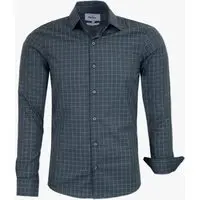 Camisa Social Amil Slim Ponyta Algodão Micro Xadrez Manga Longa Luxo Chumbo - 1