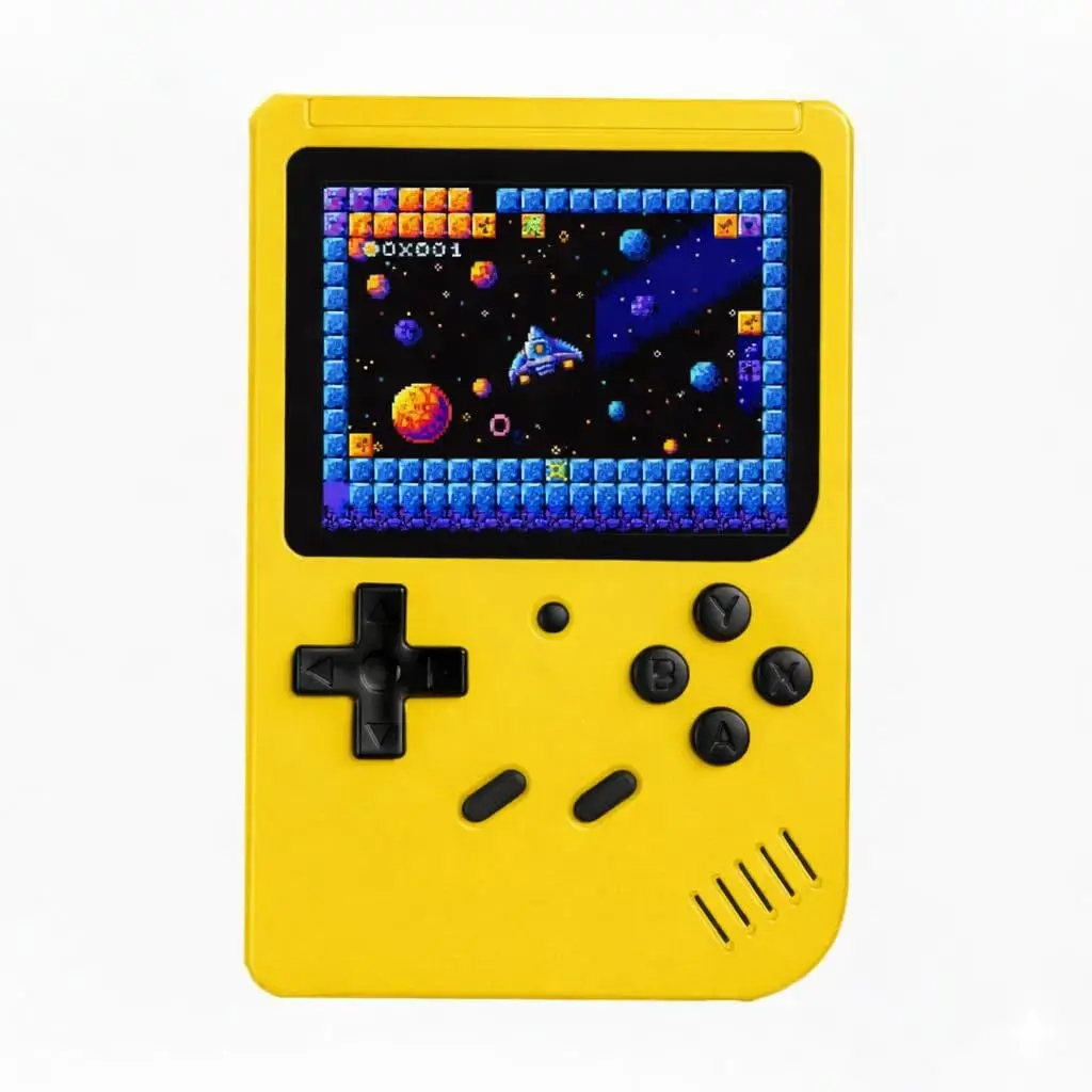 Vídeo Game Portátil Retro com Tela Colorida Console Compacto com Jogos Integrados Infantil e Adulto (Amarelo) - 1
