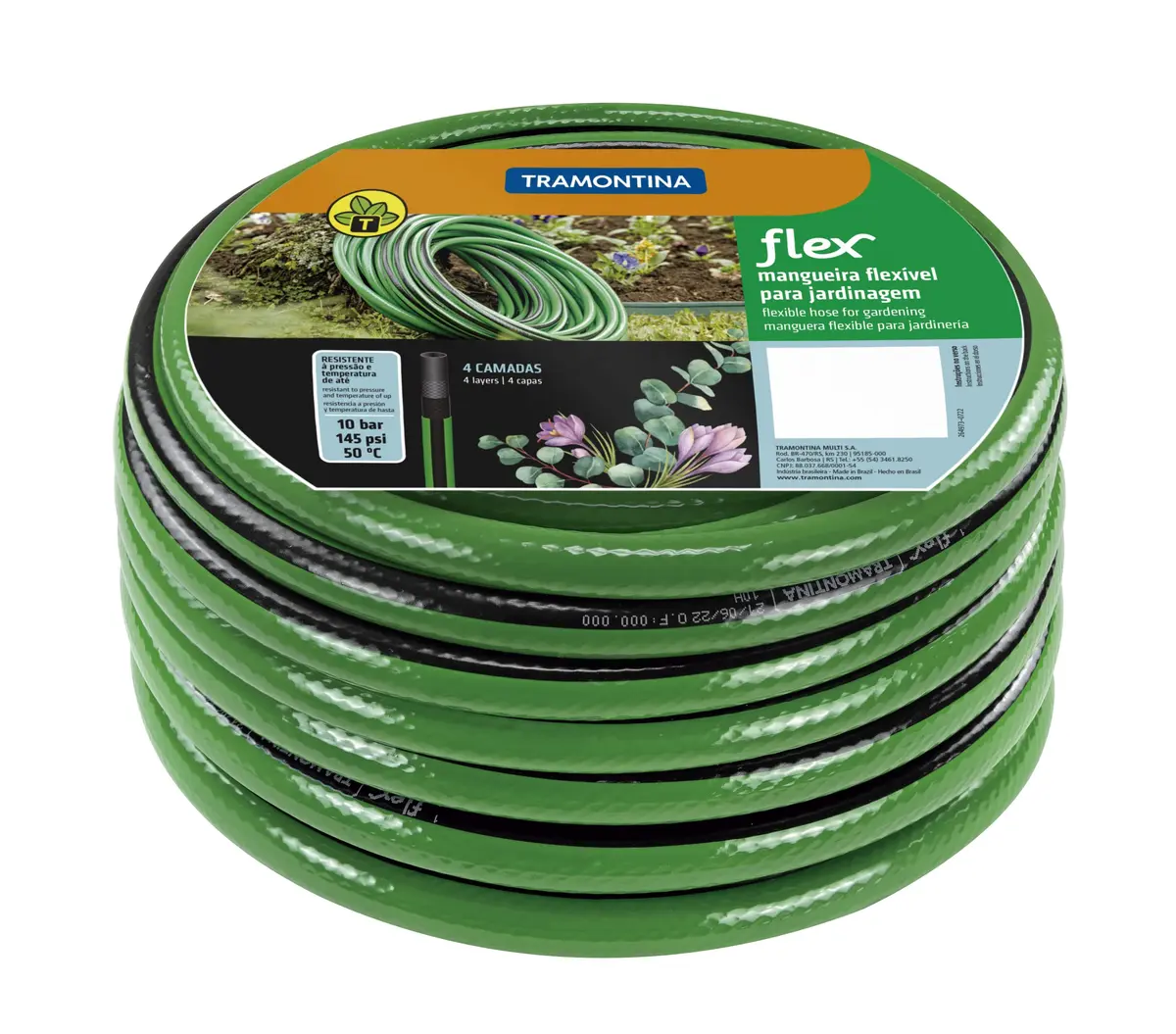 MANGUEIRA JARDIM FLEX ESPECIAL LISTRADA EM PVC, SEM ENGATES, COM 15 METROS