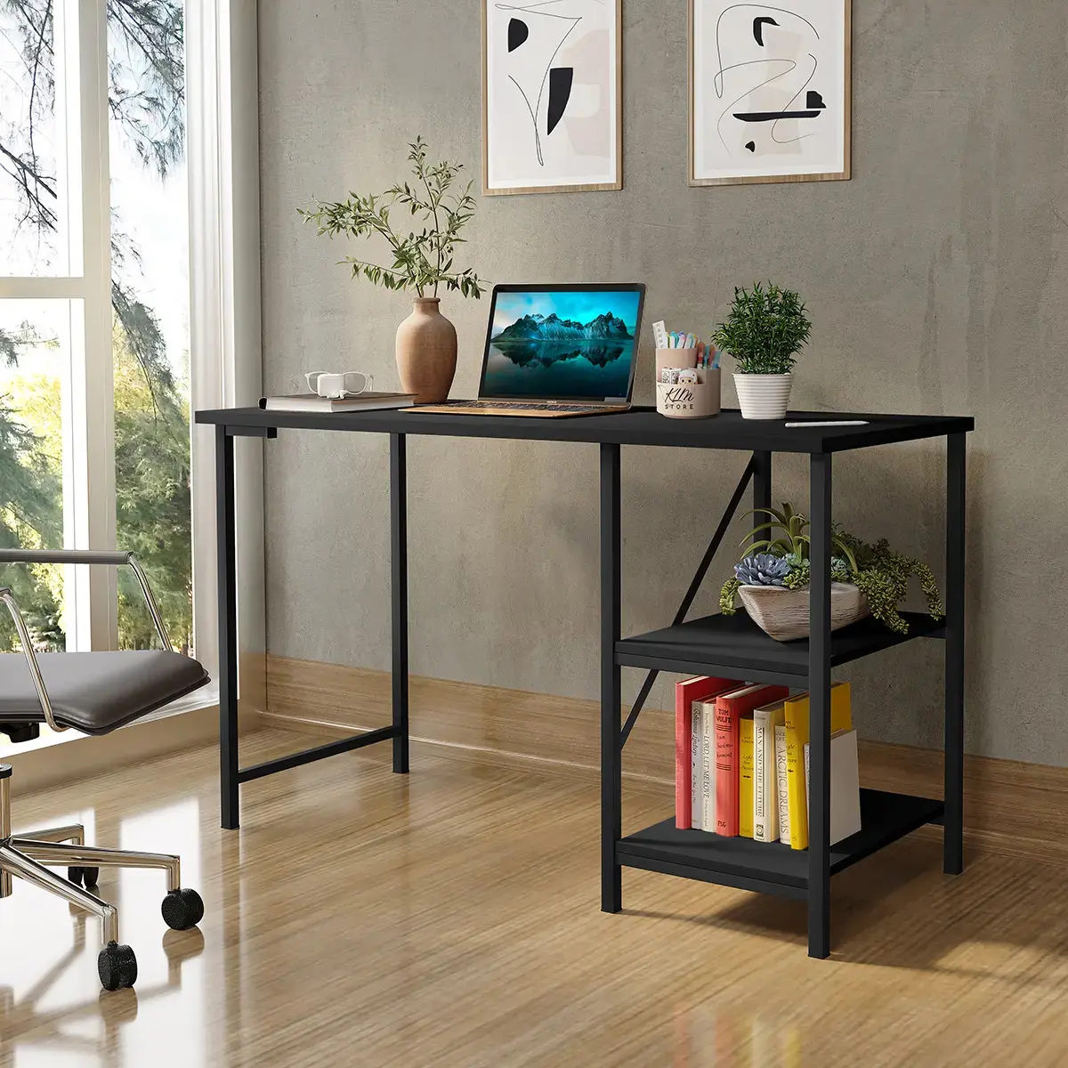 Escrivaninha Mesa Office Estudo Estilo Industrial Cor Preto 1,10m Klm Store