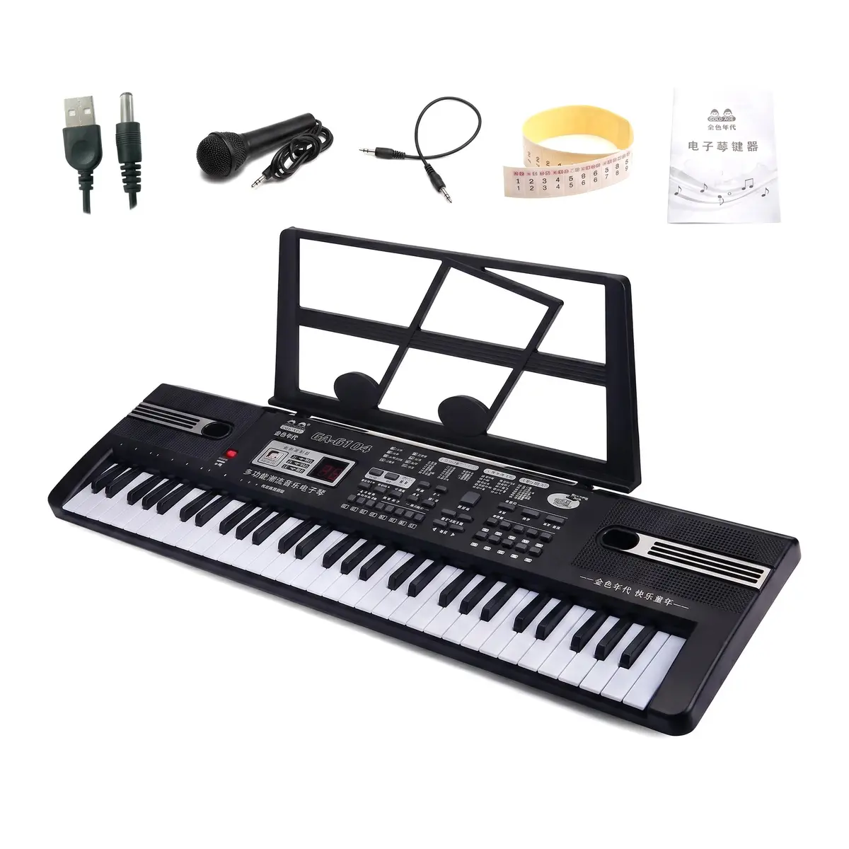Teclado Musical, Teclado Musical Iniciante, Piano para Iniciantes | Teclado Musical MT3000, Teclado Musical para Iniciantes com Suporte, 61 Teclas Iluminadas, Modo de Ensino, 16 Tons, Microfone