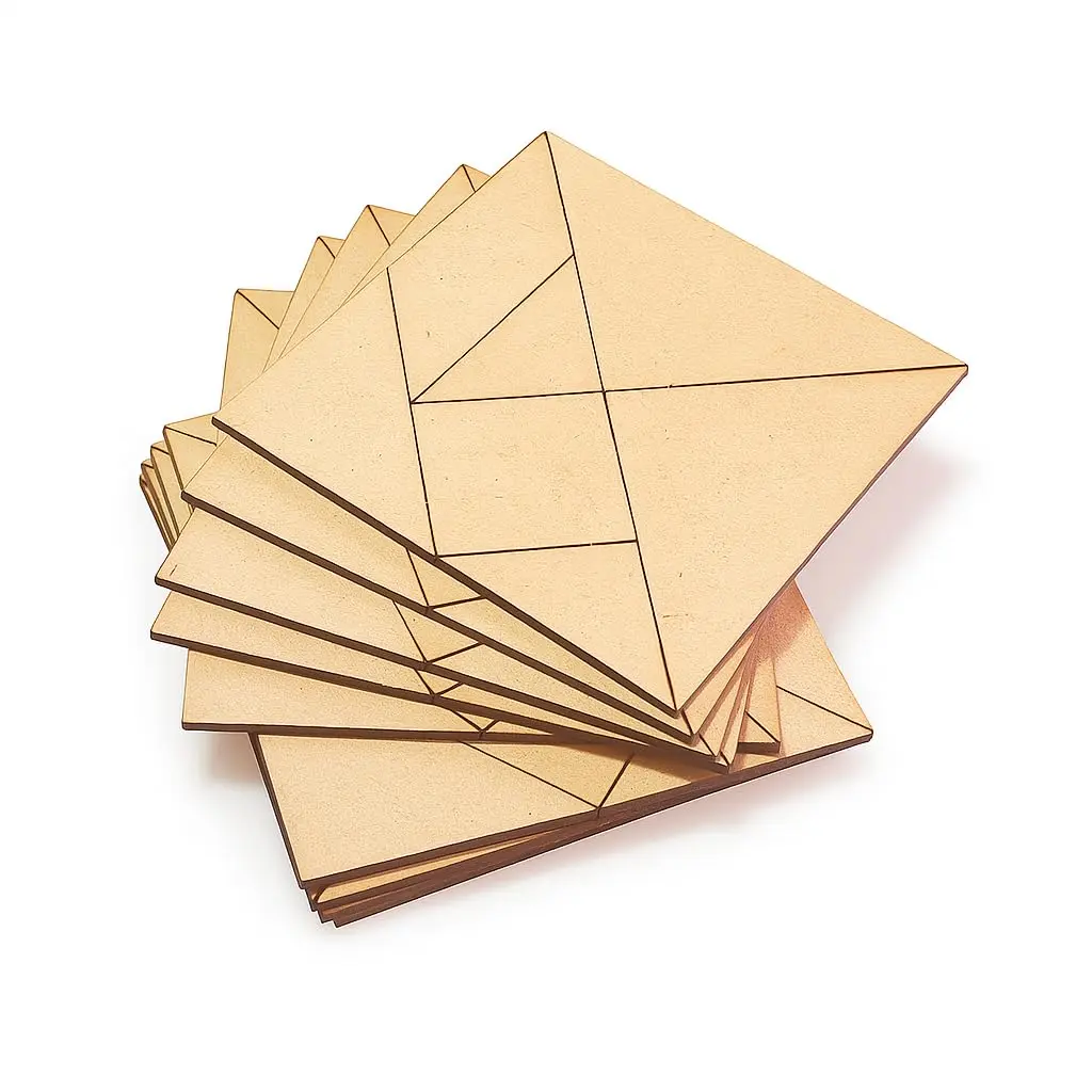 Kit 10 Tangram de MDF Jogo Educativo Brinquedos Montessori - 1