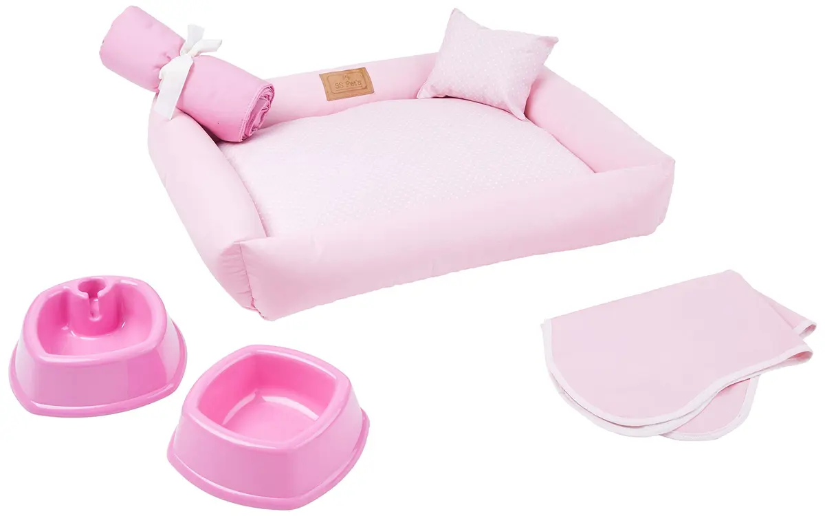 SS Pets Kit Enxoval Para Filhotes Rosa Pet Para Cães E Gatos Para Cães