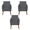 Kit 3 Poltronas para Sala ou Escritório Cinza