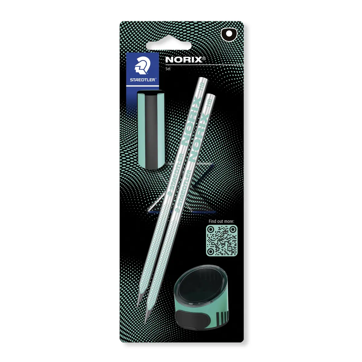 STAEDTLER Lápis de Escrever NORIX 181 SBK2-3 – Kit com 2 Lápis, Apontador e Borracha, Design X‑treme Antideslizante, Madeira Reutilizada, Conforto e Estilo para Escrever