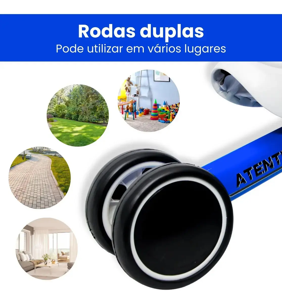 Bicicleta Infantil De Equilíbrio Sem Pedal Andador 4 Rodas Cor Azul thumbnail 6