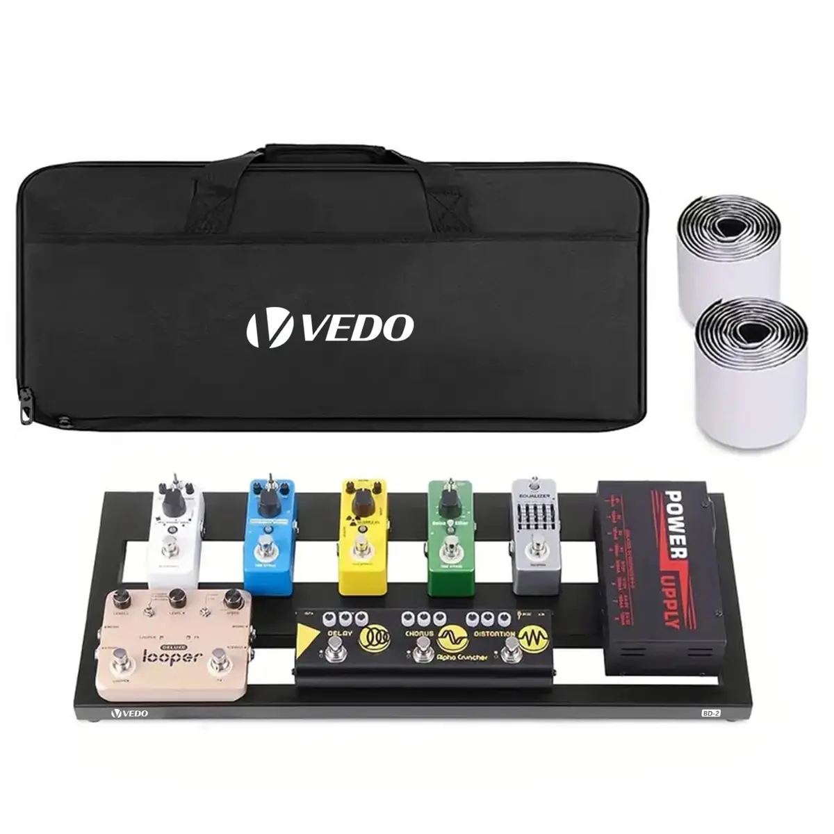 VEDO Pedalboard para guitarra em liga de alumínio, 20'' x 8'', com bolsa VDG88008