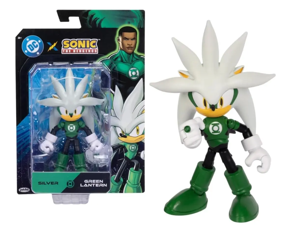 Boneco Sonic DC Silver x Lanterna Verde Figura Articulada 14cm - Sunny