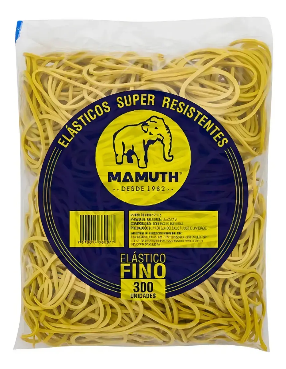 Elástico de borracha para oficina Premier 300 unidades amarelo en envelope tamanho Nº 18 x 300 unidades