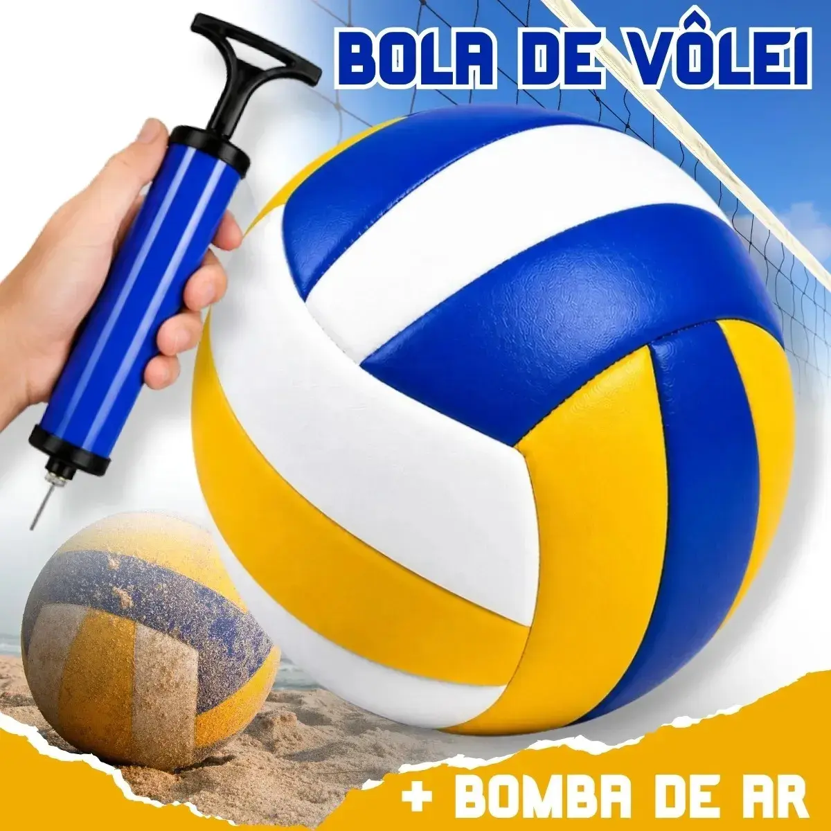 Bola De Volei Profissional Quadra Praia Tamanho 5 Babuu Brinquedos Educativos - 1