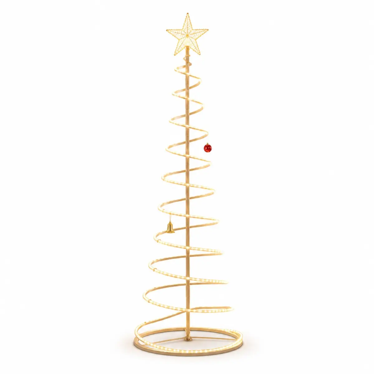 Árvore de Natal LED 1,80m Espiral Dobrável com Iluminação Embutida | Árvore de Natal LED 1,80m comdesignespiralmoderno,iluminaçãoembutida110–220Vestruturadobrávelparafácilmontagemearmazenamento.