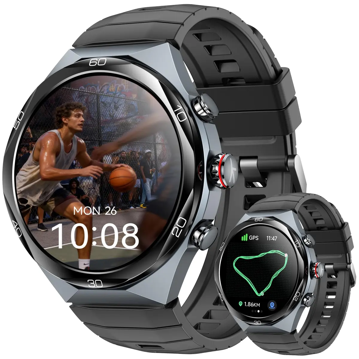 Smartwatch com ChatGPT e IA, GPS Integrado, Tela LTPO AMOLED 1,46" 1000 Nits, Bateria 510mAh até 14 Dias, Chamadas Bluetooth, 180 Modos Esportivos 5ATM