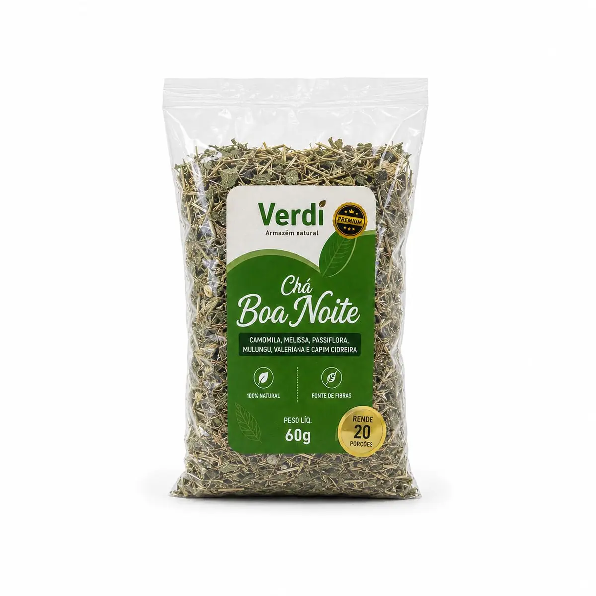 Chá Boa Noite com Passiflora, camomila, mulungu, melissa e capim cidreira 60gr