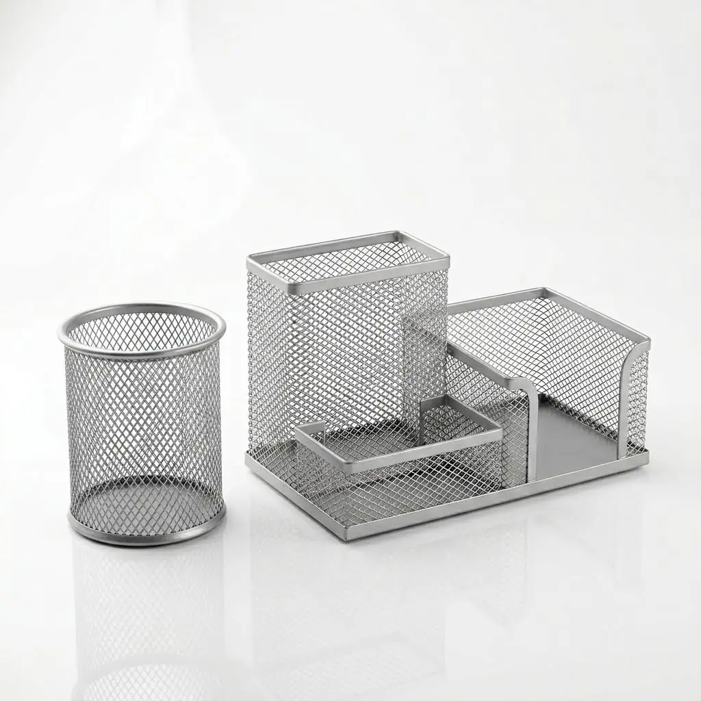 Organizador de Mesa Aramado para Escritório e Home Office com 4 Divisórias | Aço carbono aramado com pintura anticorrosão, kit 2 peças e 4 divisórias funcionais para mesa de escritório e estudo