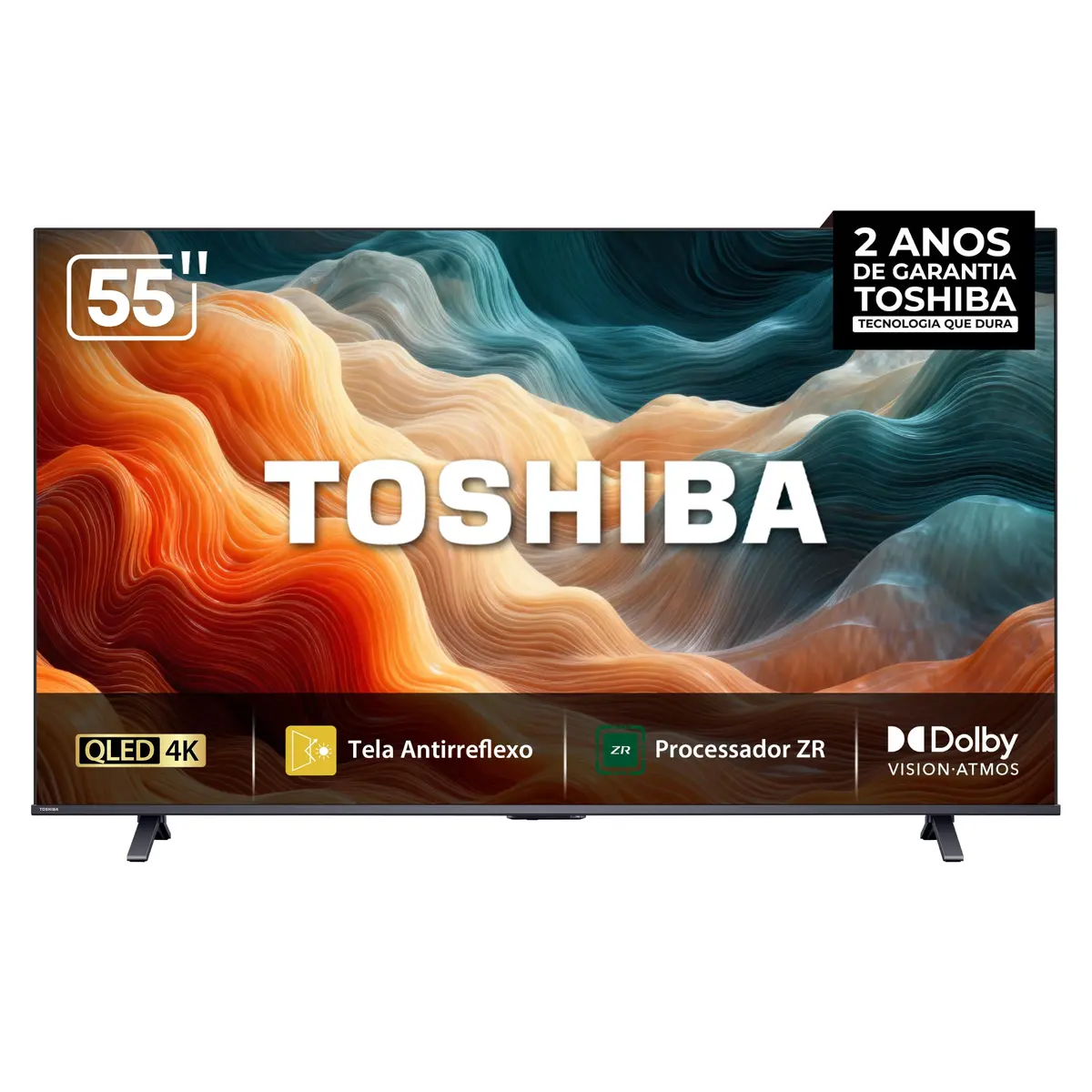 Toshiba Smart TV MiniLED QLED 4K 55" Polegadas 55M450SS com Painel Antirreflexo Processador de AI ZR Som Aprimorado por AI Modo Game