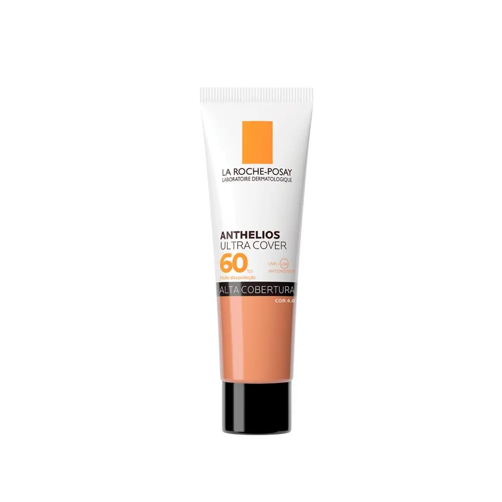 La Roche-Posay, Ultra Cover, Protetor Solar com Cor e Performance de Maquiagem, 12h de cobertura de base em uma única camada, Textura Fluida, Oil free, Toque Seco, FPS60, 30g