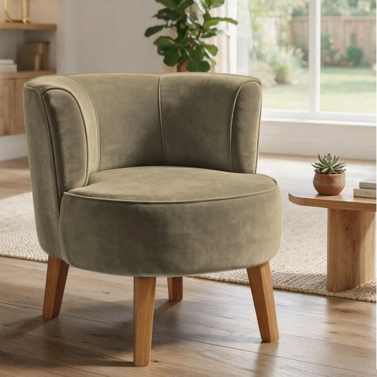 Poltrona Decorativa para Sala de Jantar Confortável Tecido Veludo MOBLAN decor (CAPUCCINO) - 1