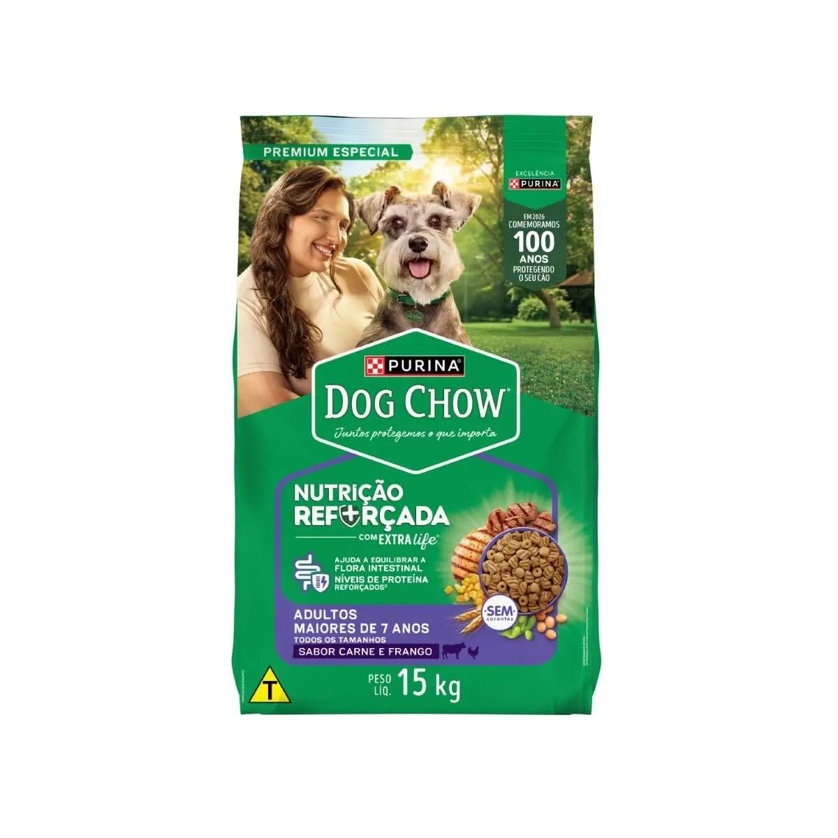 Purina Dog Chow Ração Dog Chow Adulto Longevidade 7+ Frango E Arroz - 15Kg Purina Idosos - Sabor Frango - 1