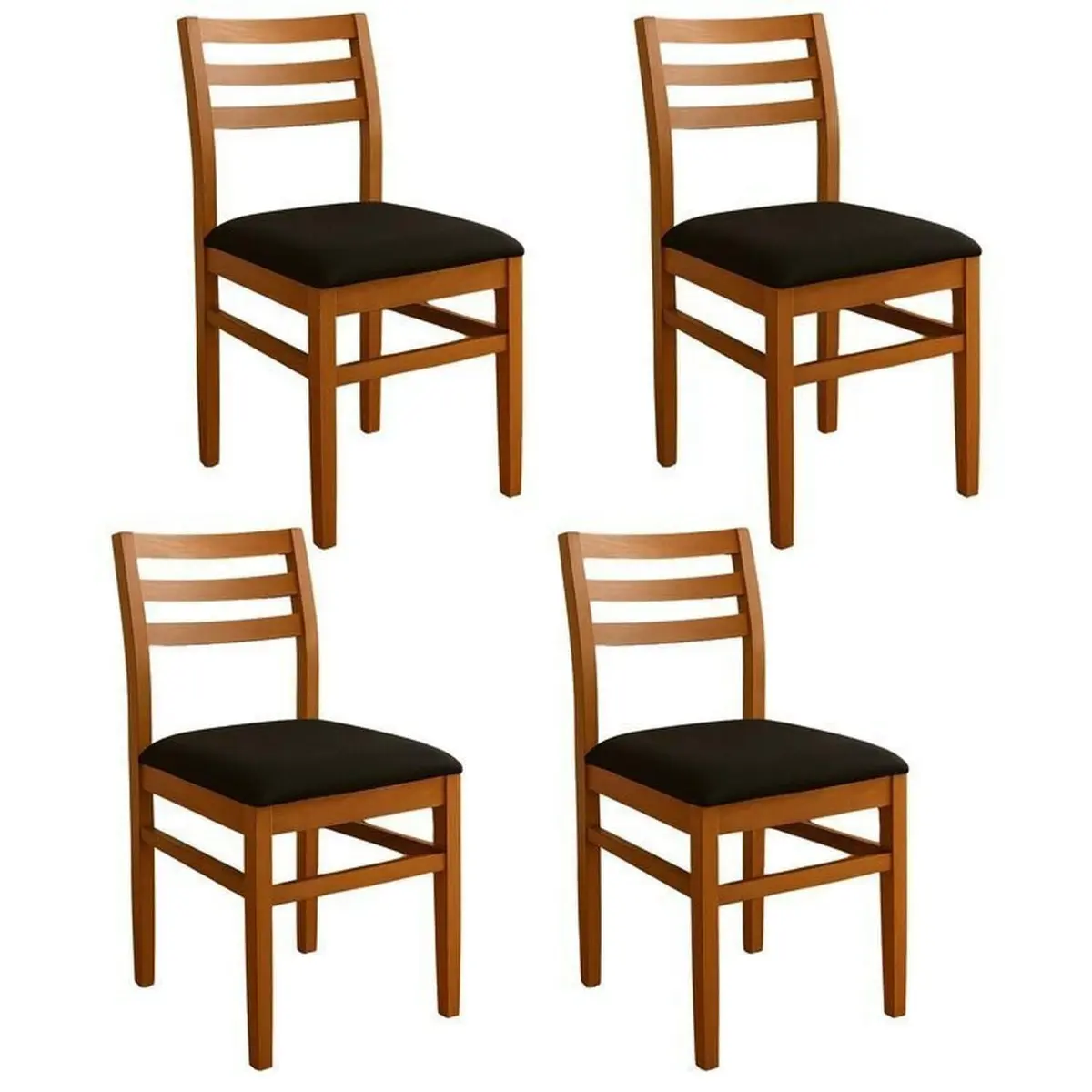 Kit 4 Cadeiras para Sala de Jantar em Madeira Maciça Diamante Mel Mel/Preto - 1