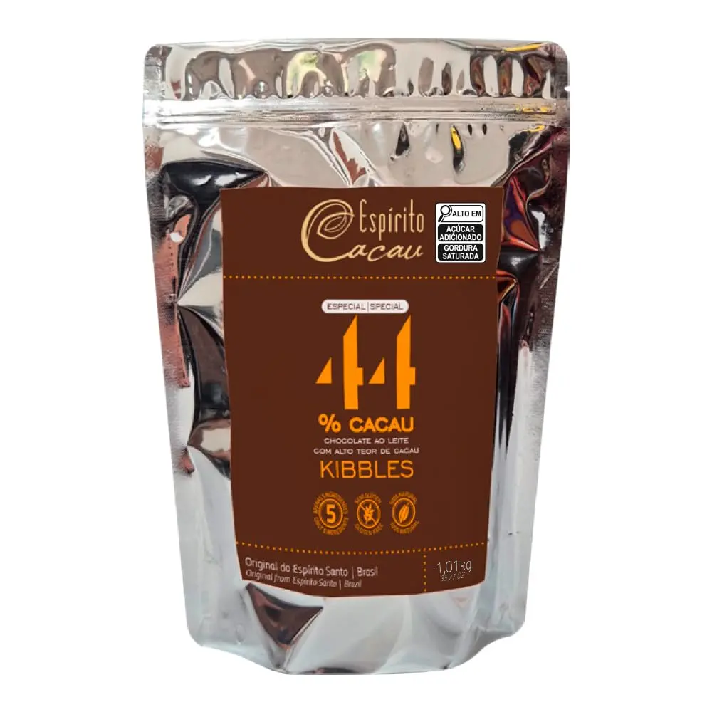 Kibbles Saco Chocolate 44% Cacau ao Leite 1,01 Kg | Chocolate ao leite 44% cacau em kibbles de 1,01 kg, ideal para derreter, recheios e sobremesas.