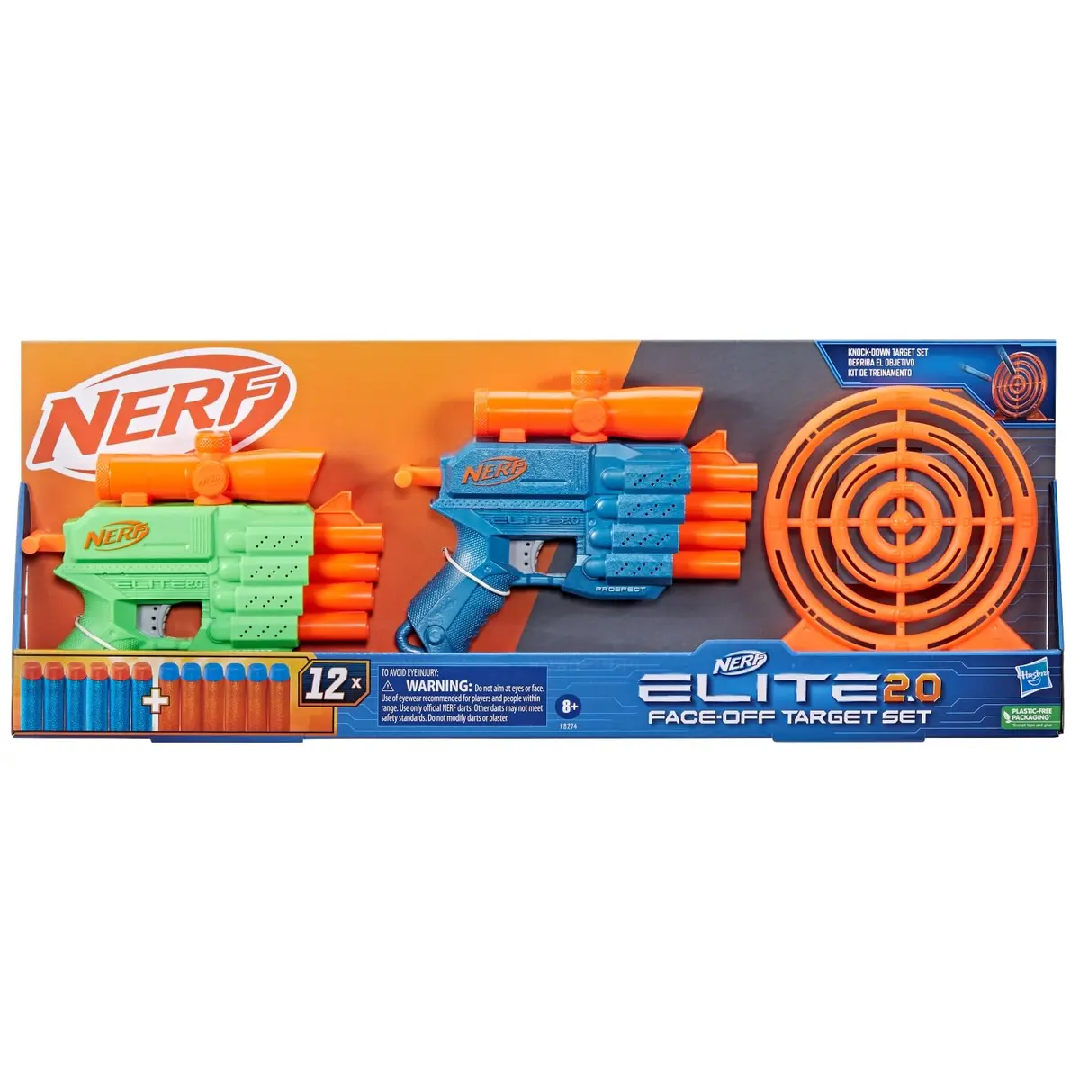 Nerf Elite 2.0 Face Off Kit com alvos - Inclui 2 lançadores de dardos, alvo e 12 dardos de espuma Ne - 1