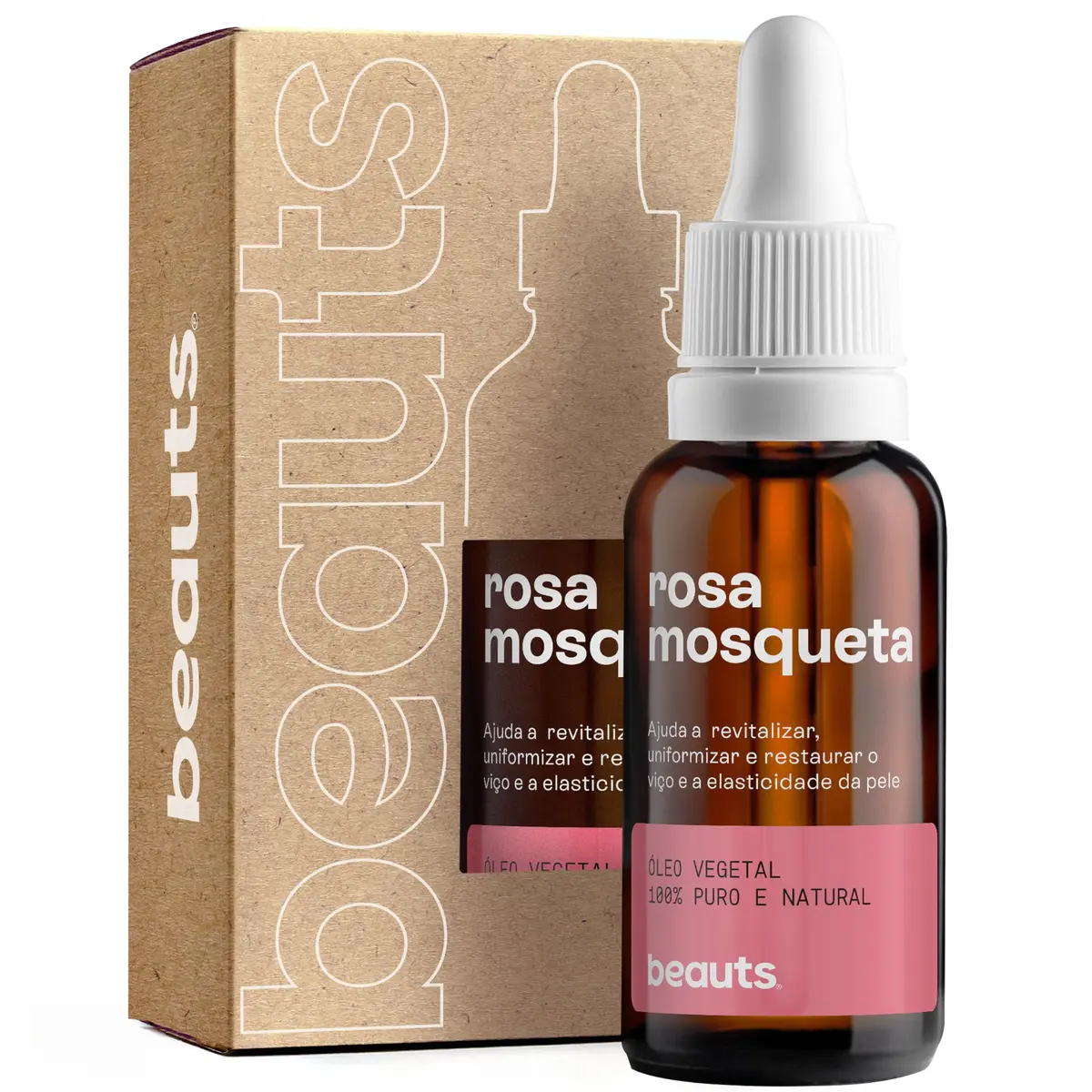 Óleo de Rosa Mosqueta - Puro, Uniformizador, Hidratante e Antioxidante - Para Manchas, Rugas, Estrias e Melhor Elasticidade - Uso Facial, Oleo Corporal e Cabelos - 100% Pura Natural Vegano - 30 mL Beauts
