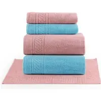 Jogo de Banho Casa Scarpa Lummi Toalhas Macias Algodão Fio Penteado 5 Peças Rosa e Azul
