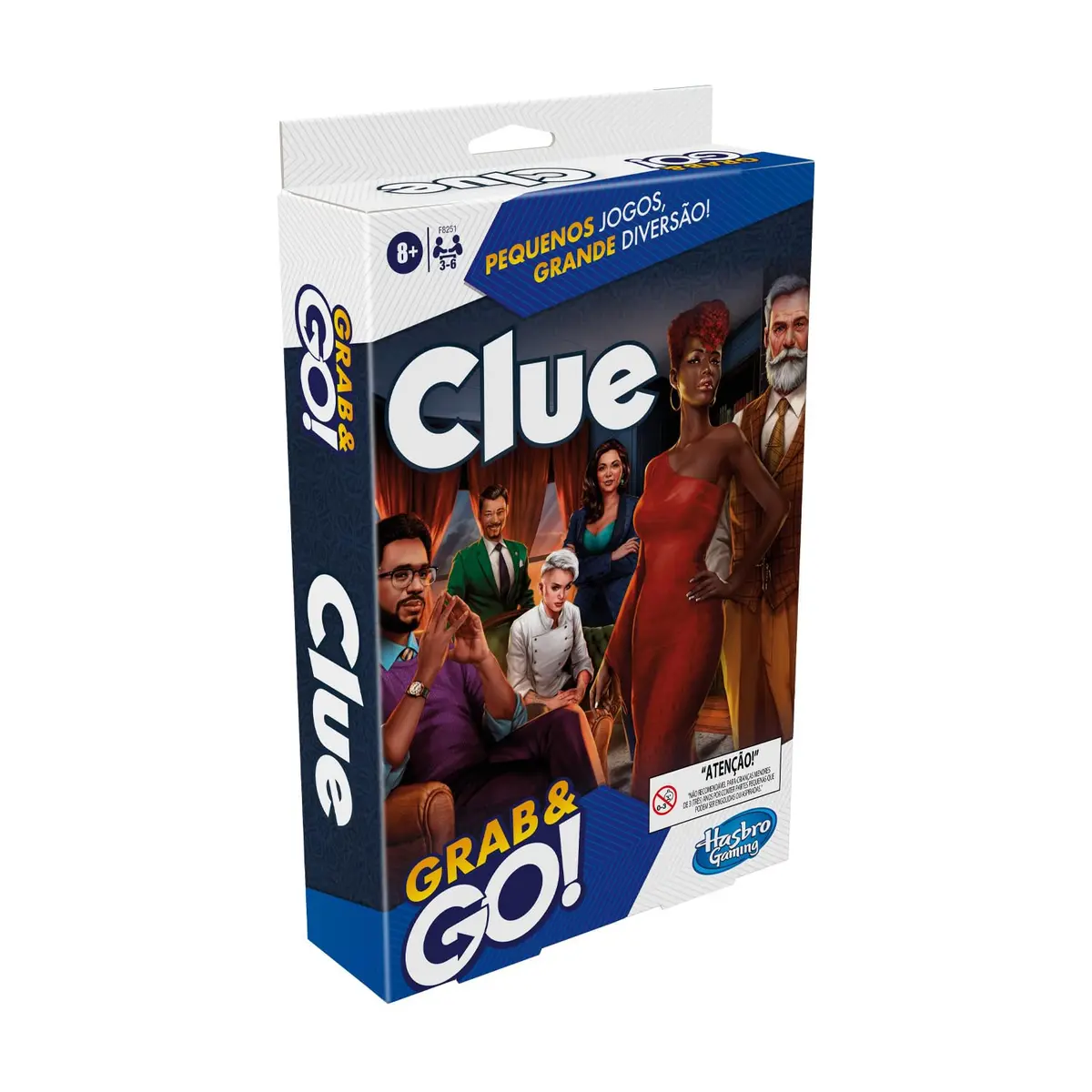 Hasbro Games, Jogo de Tabuleiro Portátil, Clue Grab and Go - Jogos para Adultos e Crianças, Decifrar Mistérios, 3 a 6 Jogadores - A partir de 8 Anos