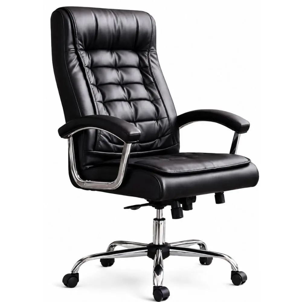 Cadeira de Escritório Ergonômica Presidente Executiva Master Premium – Sistema Balanço, Espuma D28, Molas Ensacadas Individuais, Couro Sintético, Altura Ajustável e Confortável – Suporta até 120 kg