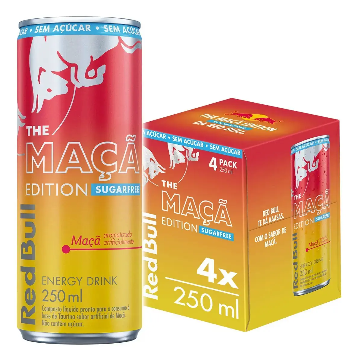 Red Bull Energético, Maçã, Sem Açúcar, 250ml, 4 latas - 1