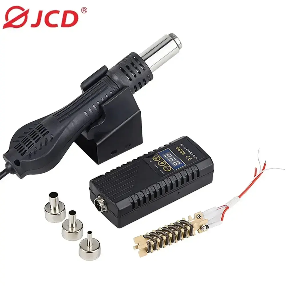 Jcd pistola de ar quente 8858 micro retrabalho estação de solda lcd digital secador de cabelo para solda 220v 750w pistola de calor ferramentas de reparo de soldagem