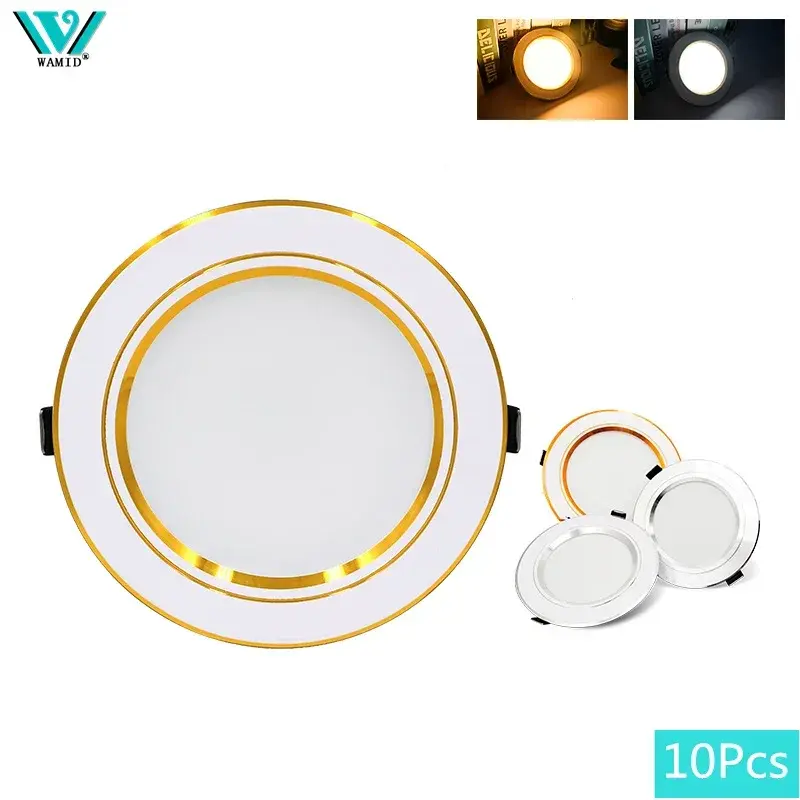 10 pçs/lote LED Downlight Ouro/Prata/Branco Corpo 5W 9W 12W 15W 18W Rodada Led Luz de Teto 12V 24V 110V 220V Iluminação LED Interior