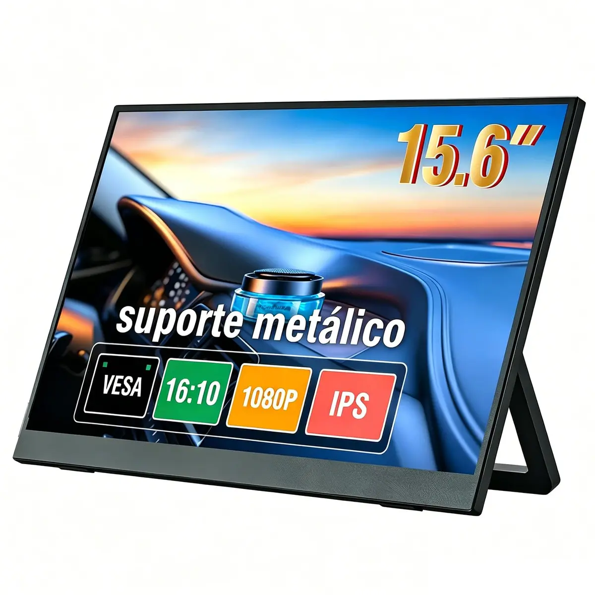 Ximodot Monitor portátil de 15,6 polegadas, Conectividade USB-C HDMI Full HD 1080P e alto-falantes integrados, Monitor gamer presentes para meninos Preto (preto-4)