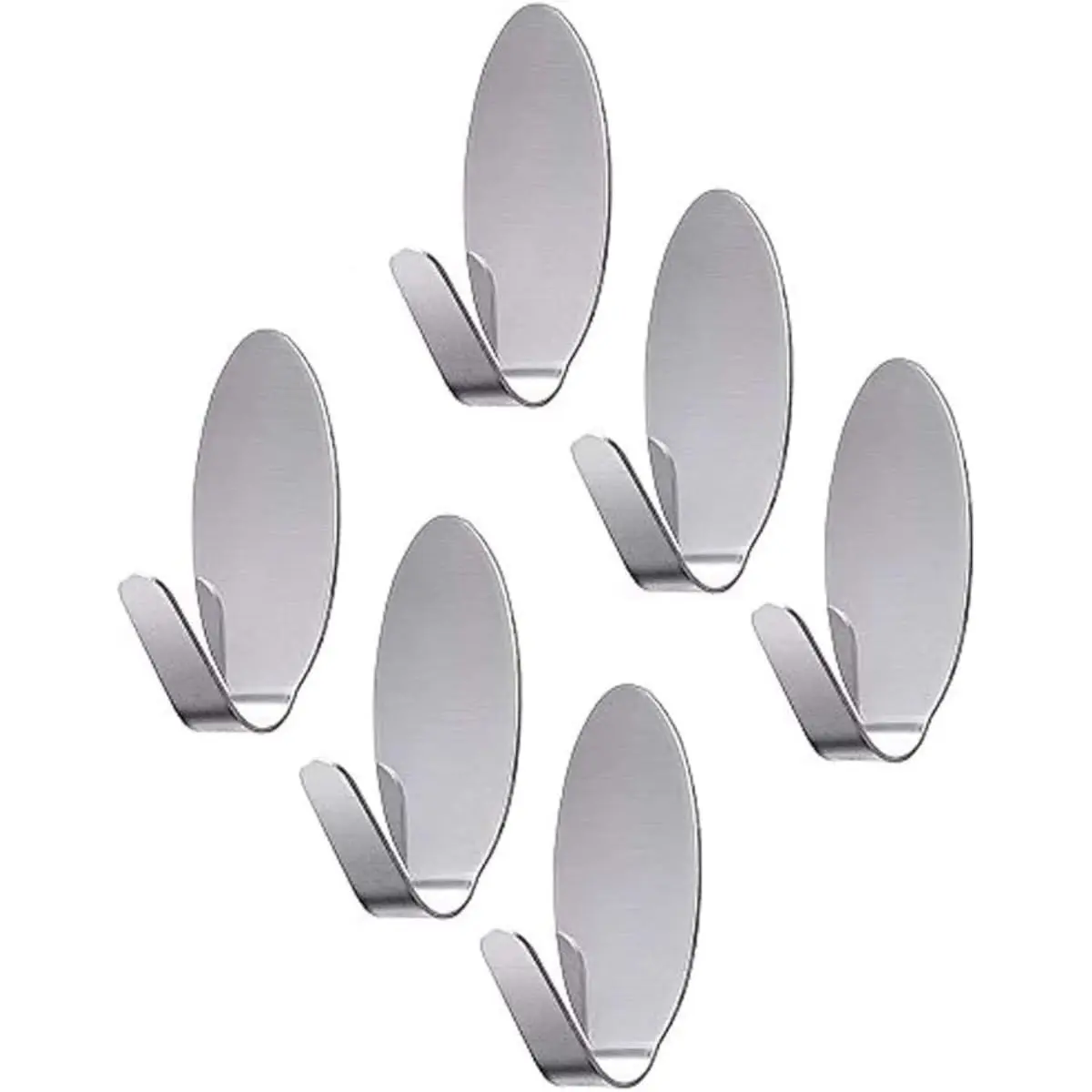 KIT De Gancho Oval De Aço Inox Com Adesivo Dupla-face Com 6 Peças - 1