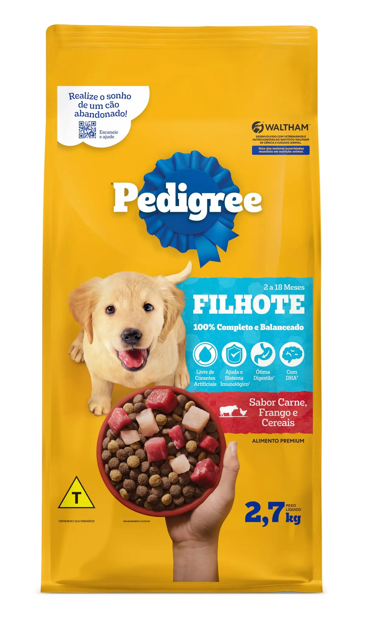 PEDIGREE Ração Carne Frango e Cereais Cães Filhotes 2,7 kg