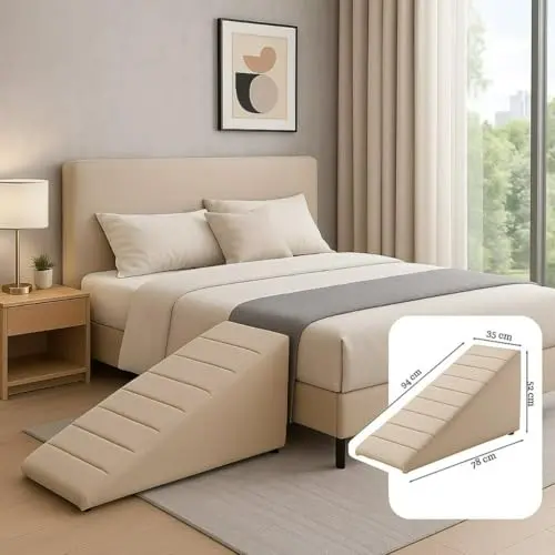 Rampa para Cães e Gatos Subirem no Sofá e Cama Box, BEGE | Material Resistente e Durável: Confeccionada com materiais de para garantir a segurança e a longa durabilidade - 1