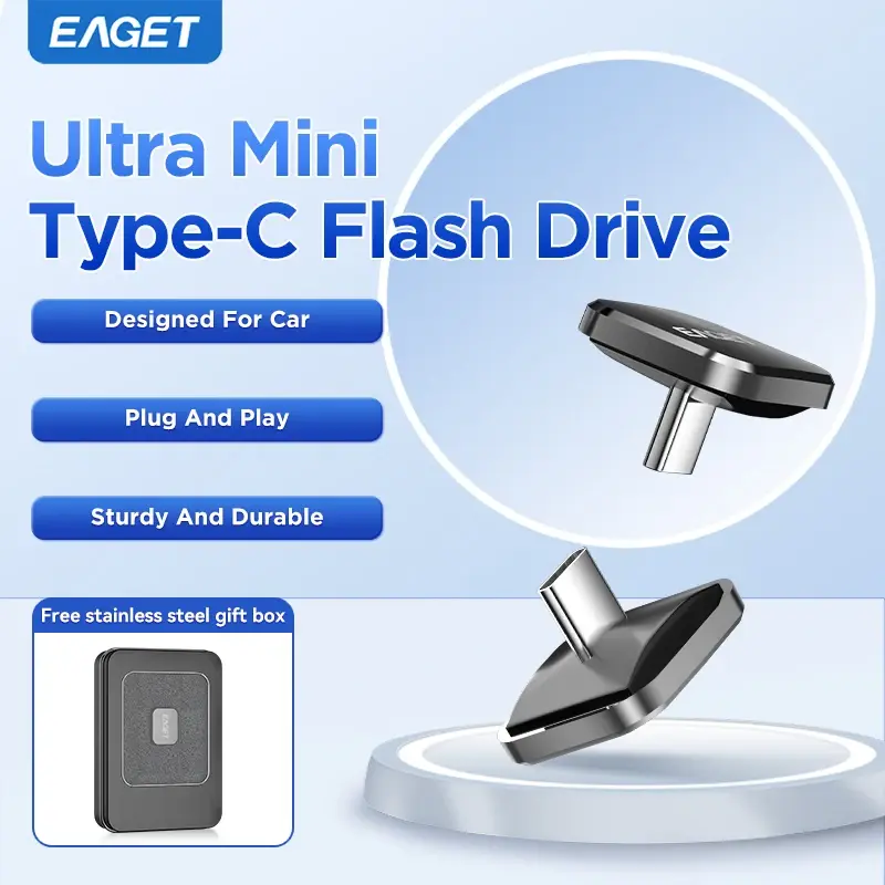 EAGET 8GB/16GB/32GB/64GB Mini Carro Tipo-C USB 2.0 Flash Drive Plug & Play para Dashcam Mobile Mac PC Car Driving