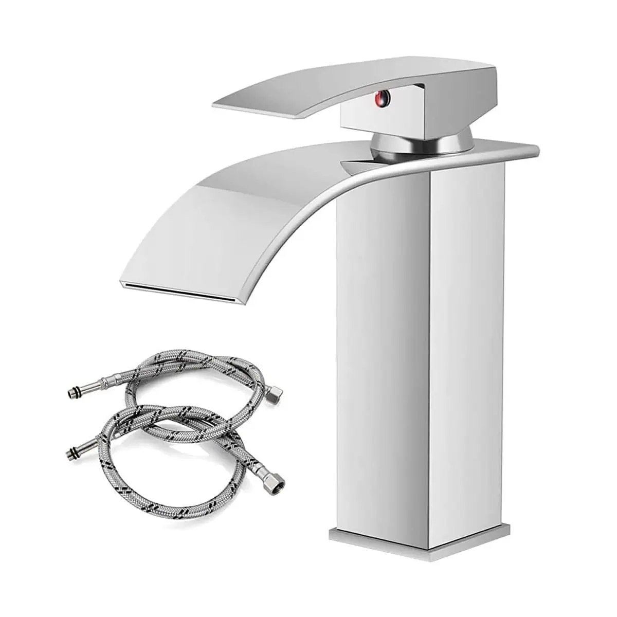 Torneira Monocomando para Lavatório de Banheiro, Acabamento Galvanizado | Design Moderno, Controle Monocomando e Mangueira Inclusa, Estrutura Resistente e Instalação Fácil para Banheiros