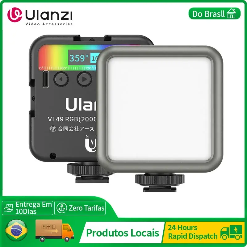 Ulanzi VL49 RGB Luz de preenchimento de luz de vídeo para câmera Smartphone Fotografia Gravação de vídeo Vlog de BR
