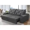Sofá Retrátil Reclinável 3 lugares 2,00m com Porta Copos e USB Helena Suede Cinza Adonai Estofados - 1