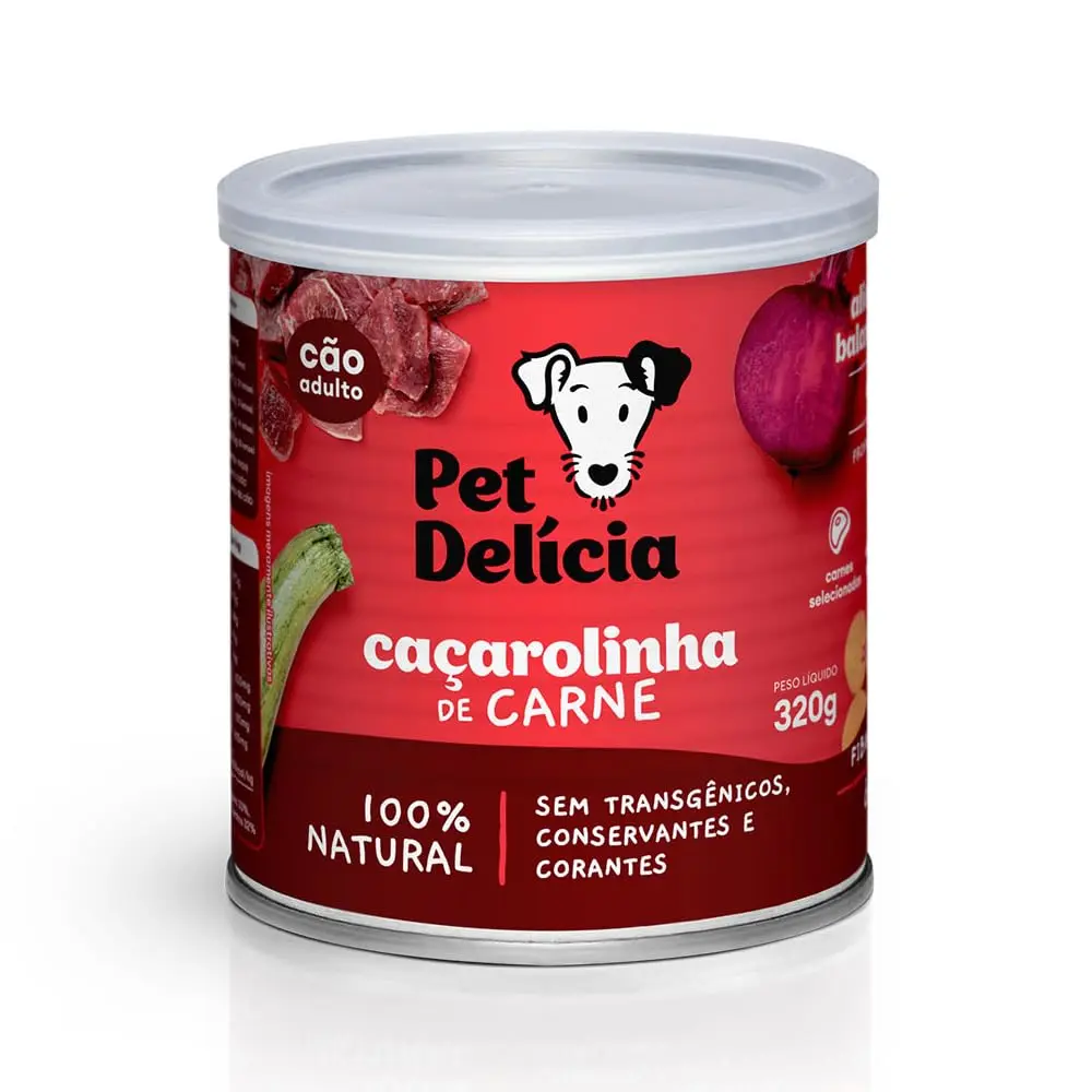 Pet Delícia Caçarolinha de Carne 320g, Ração Úmida para Cães, Sem Grãos | Mono proteica, sódio controlado, sem grãos