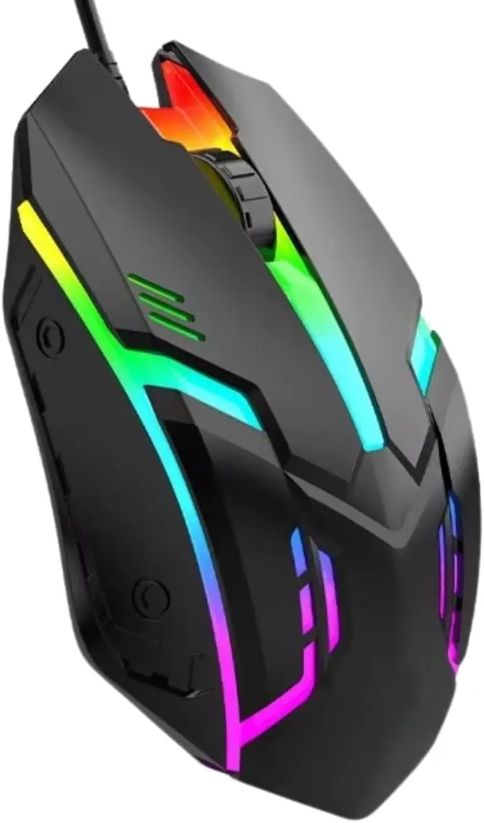 Mouse Gamer com Fio RGB 1000dpi USB Iluminação LED Colorida Plug and Play | Design Ergonômico, Compatível com Windows Mac OS Linux - 1