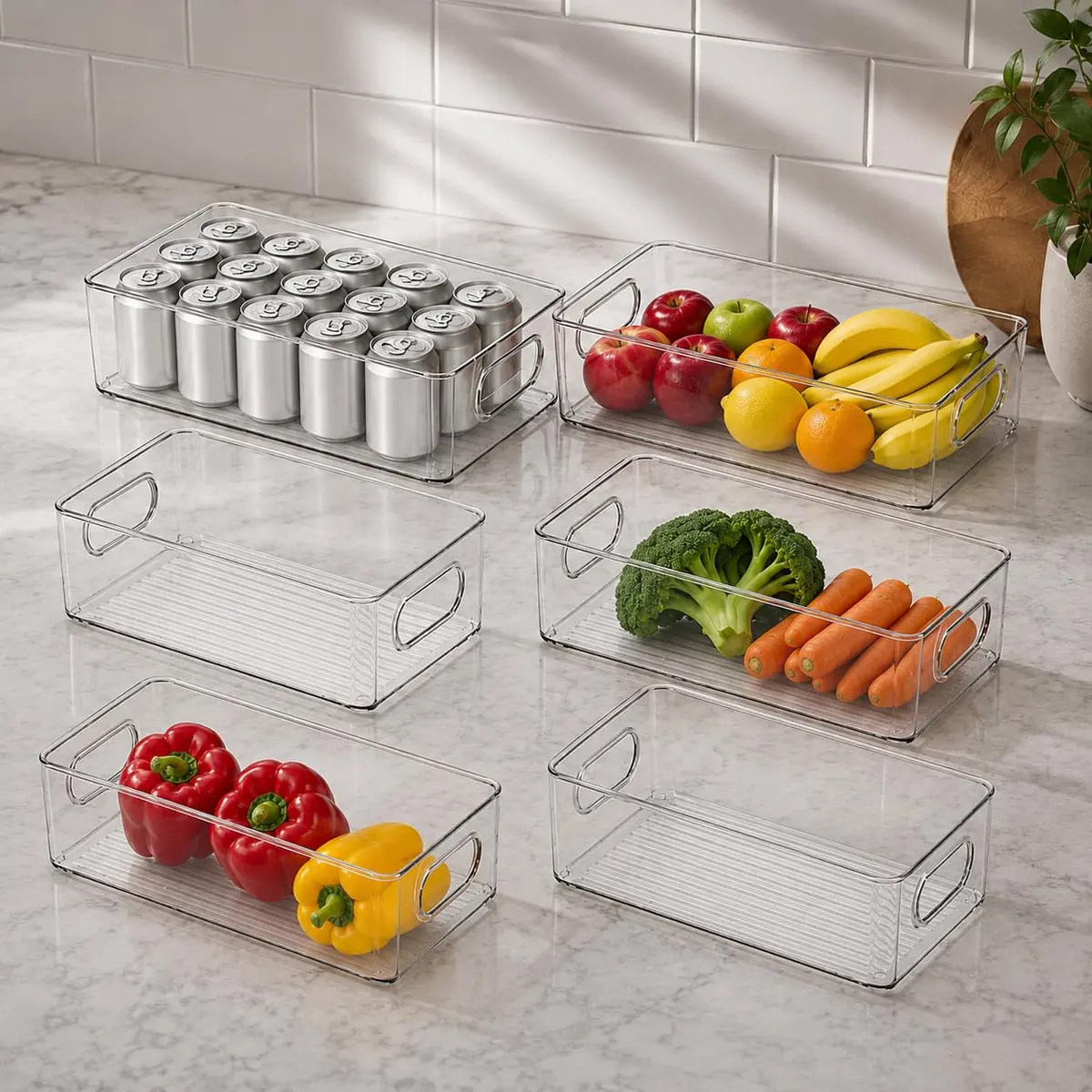 Kit 6 Organizadores Multiuso para Geladeira e Armário | 6 Unidades, Organização de Cozinha, Para Mesa, Qualidade Premium, Uso Doméstico