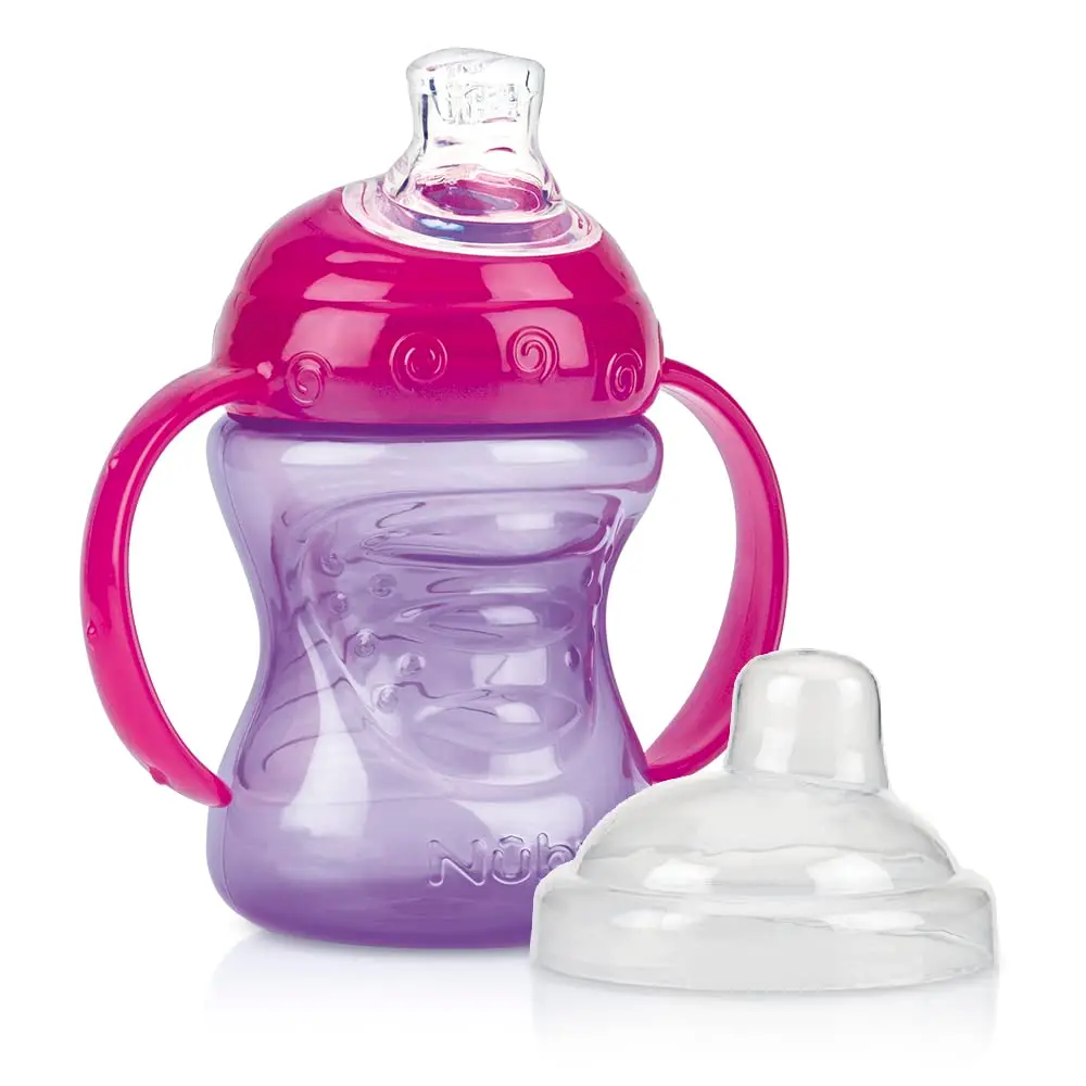 Nûby Copo Com Alça E Bico De Silicone Lilás Lilás | Material resistente a impactos, Antivazamento, antiodores, tampa higiênica