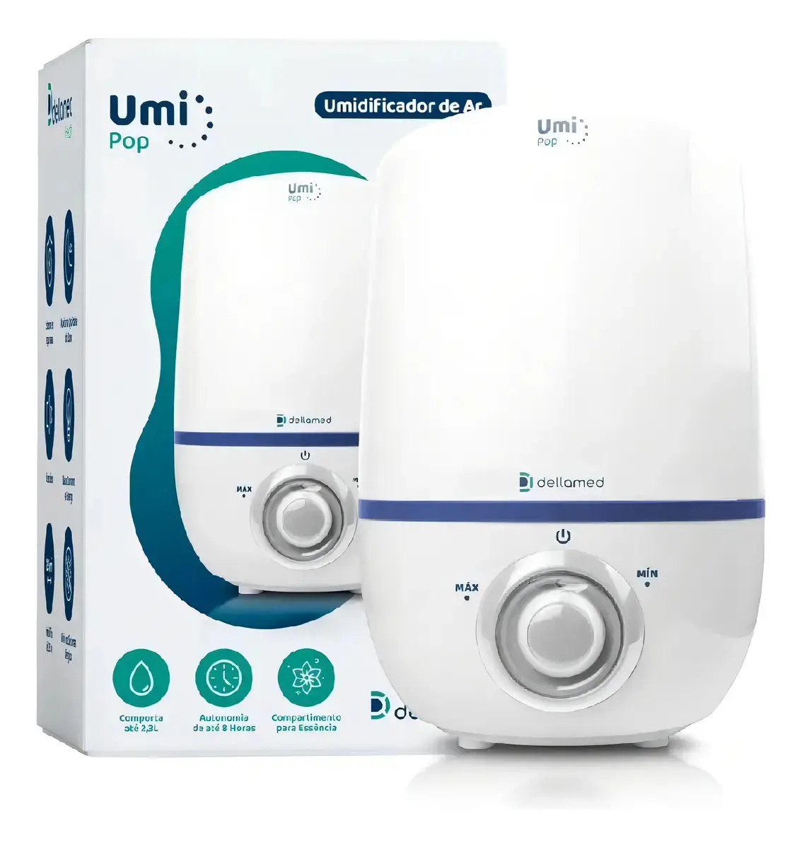 Umidificador De Ar Ultrassônico Umi Pop Health 2,3l Dellamed Cor Branco Bivolt