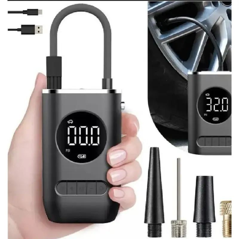 Mini Compressor De Ar Portátil Recarregável Digital USB Calibrador De Pneus Carro Moto Bicicleta Infláveis Automático - 1