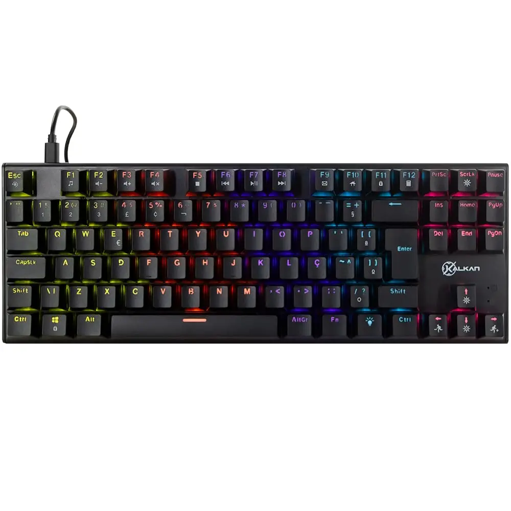Teclado Mecânico Gamer Kalkan Loki TKL Iluminação Rainbow Preto ABNT2 Switch Marrom KLK00014 - 1