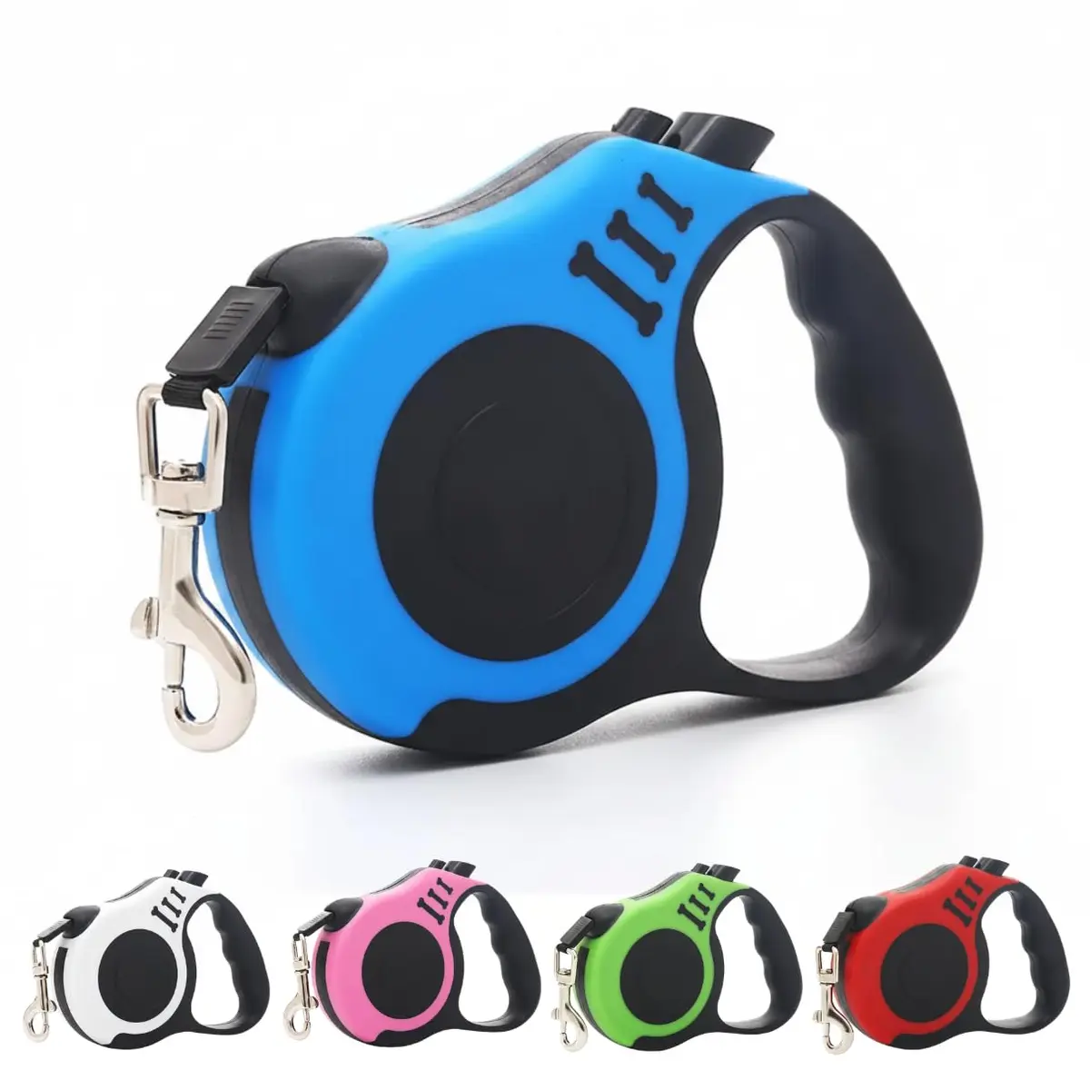 Guia Retrátil para Cachorro 5 Metros Resistente com Trava de Segurança – Suporta até 30kg – Passeio Confortável para Cães de Pequeno e Médio Porte – Design Leve e Ergonômico (Azul) - 1